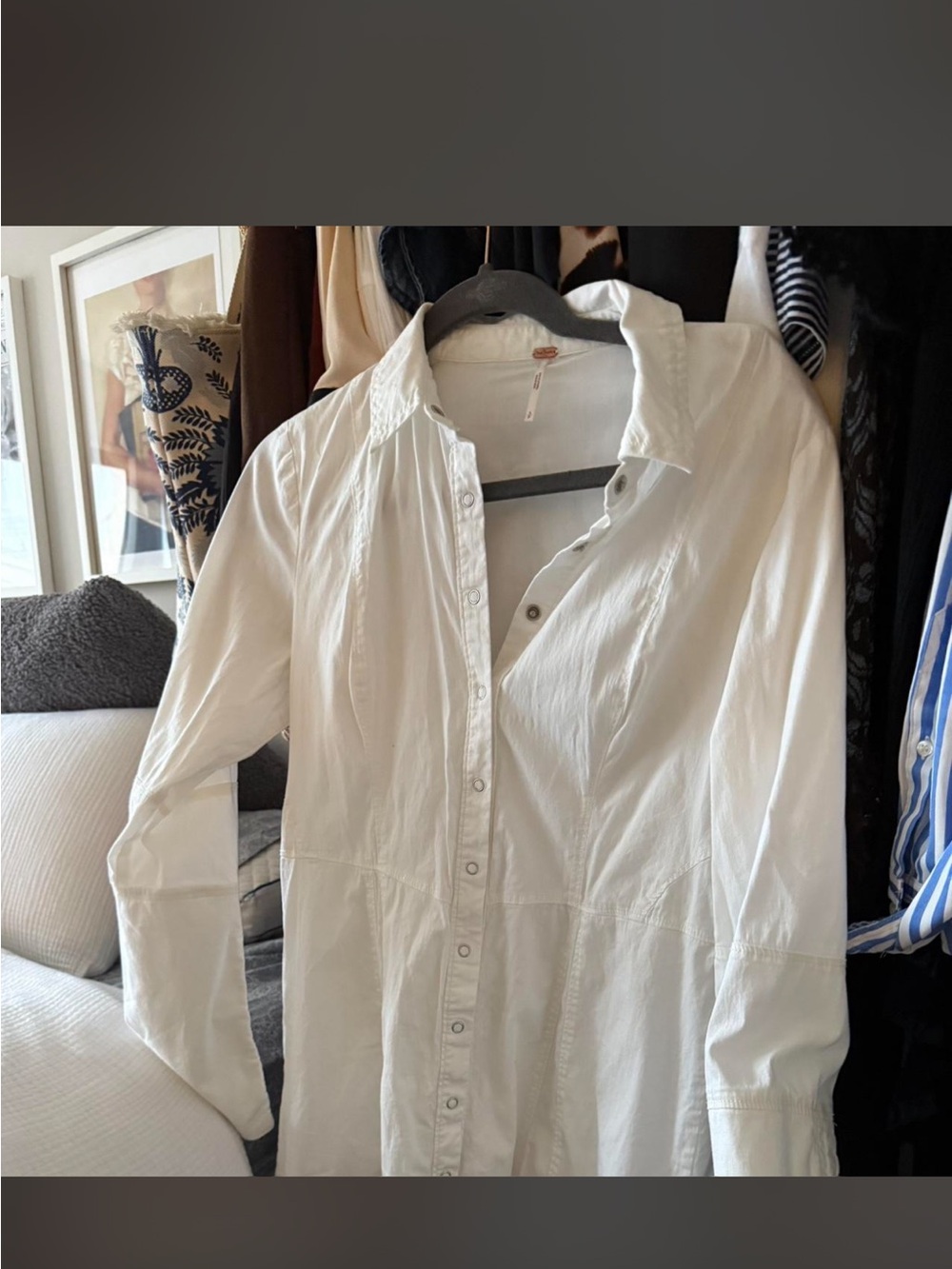 Free People Ivory Button-Front Shirt Dress - Picture 8 of 10
